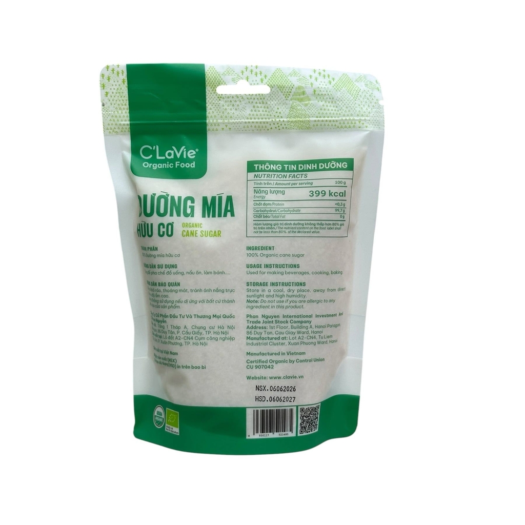 Đường mía hữu cơ C'LaVie 750g