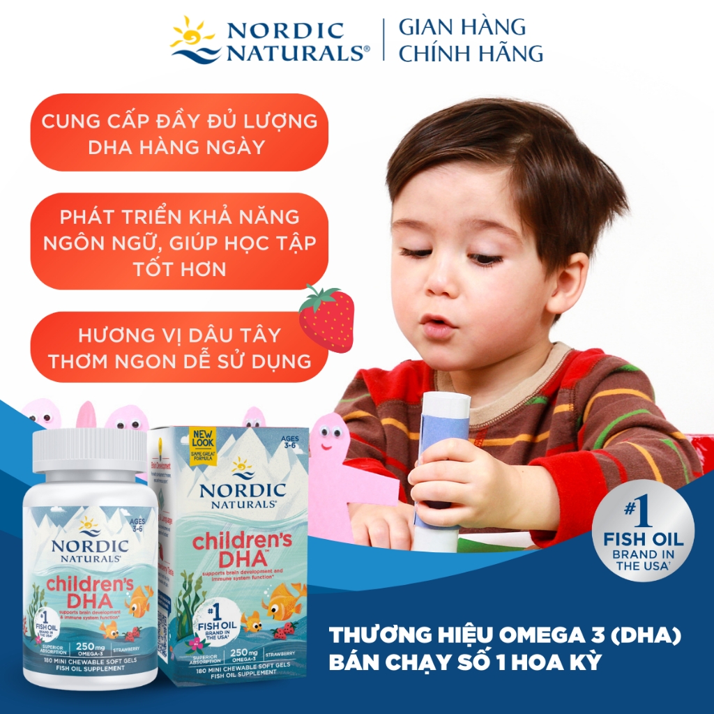 Nordic Naturals Children's DHA 90 Softgel Vị Dâu