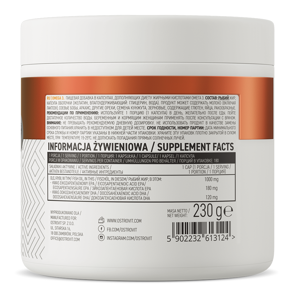 Viên Dầu Cá OstroVit Omega 3 (180 viên)