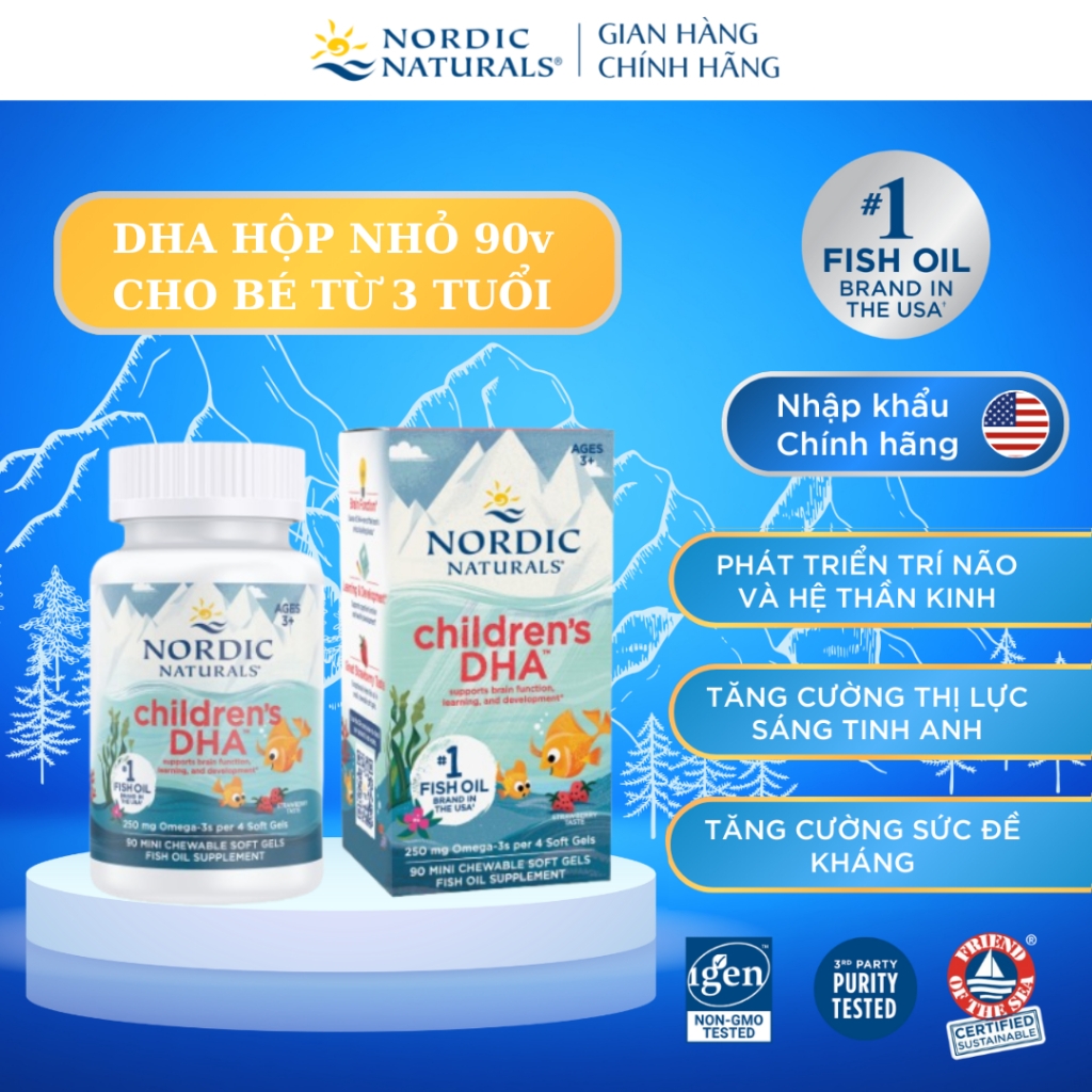 Nordic Naturals Children's DHA 90 Softgel Vị Dâu