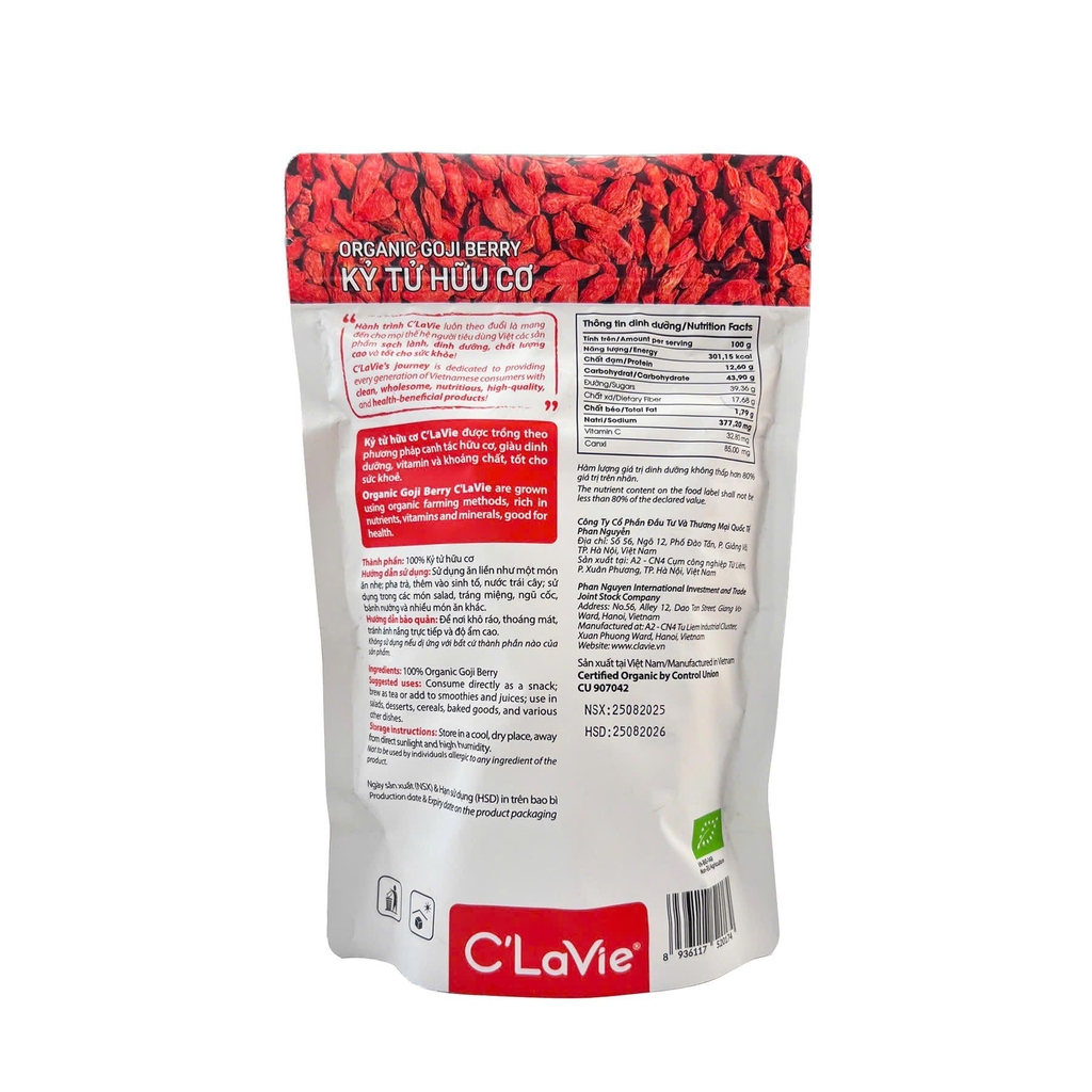 Kỷ tử hữu cơ C'LaVie 170g (34g x 5 gói)