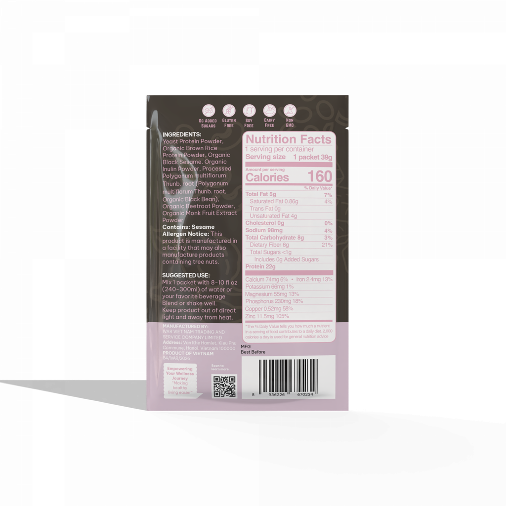 Bột Đạm Thuần Chay Yeast Hero Protein Powder Midnight Silk (20 Gói)