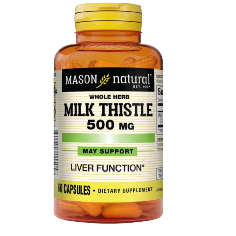 Viên uống Mason Natural Milk Thistle 500mg hỗ trợ giải độc bảo vệ sức khỏe gan, 60 viên