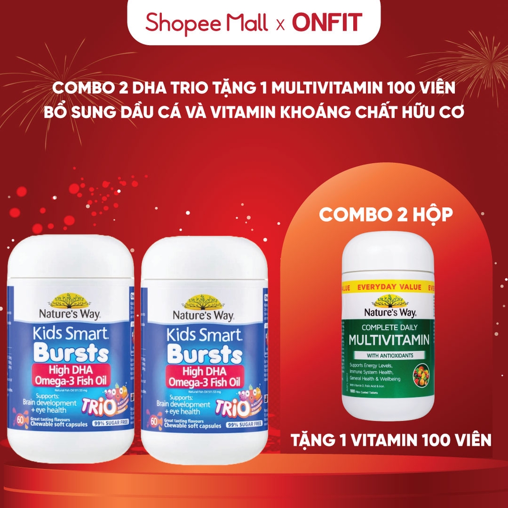 Combo Natures Way 2 Hộp DHA Trio, 1 Hộp Daily Multivitamin 100 Viên