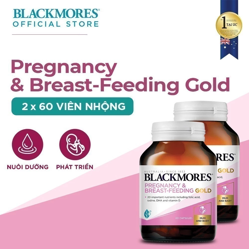 Viên Uống Vitamin Tổng Hợp & DHA Cho Bà Bầu Blackmores Pregnancy & Breast Feeding Gold (60 viên)