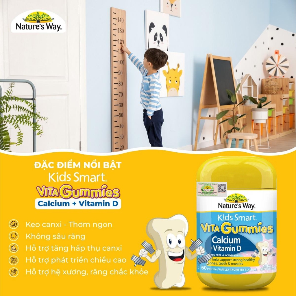 Nature’s Way Kids Smart Vita Gummies Calcium + Vitamin D 60 Viên