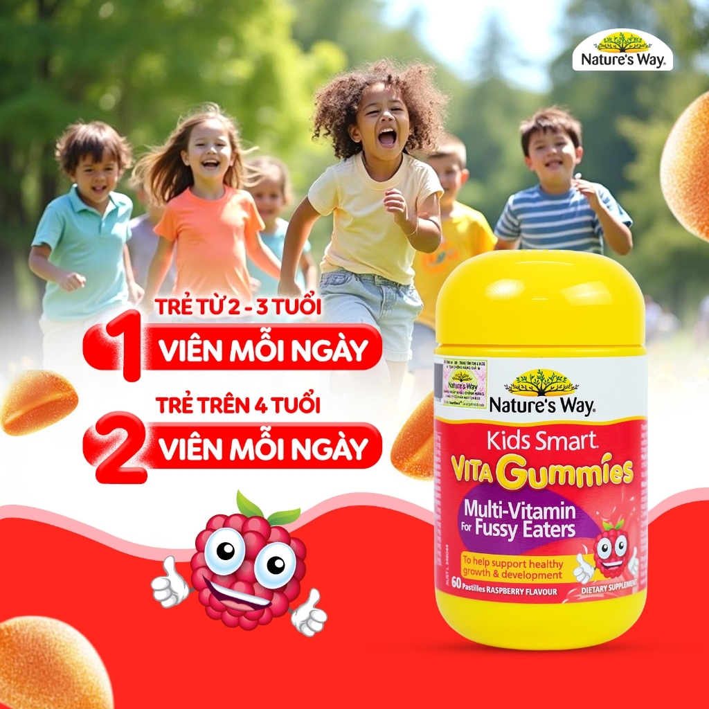Nature's Way Kids Smart Vita Gummies Multi Vitamin Fussy Eaters 60 Viên