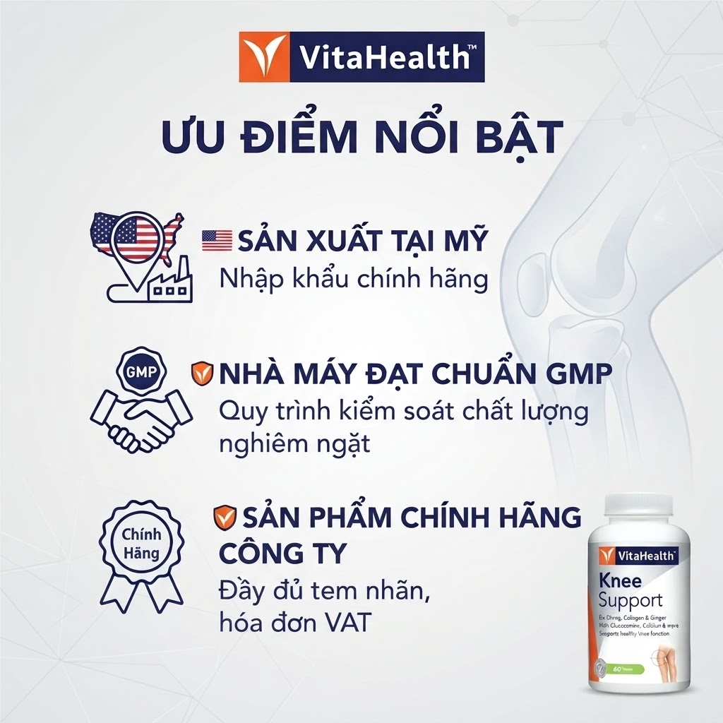 Viên Hỗ Trợ Xương Sụn Khớp VitaHealth Knee Support (60 Viên)