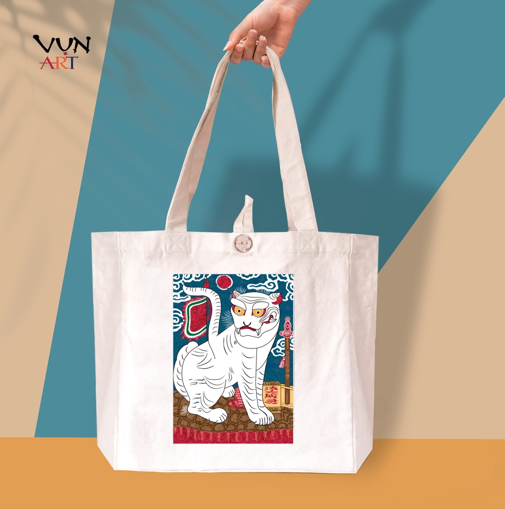 Túi Tote vải canvas hình Bạch Hổ