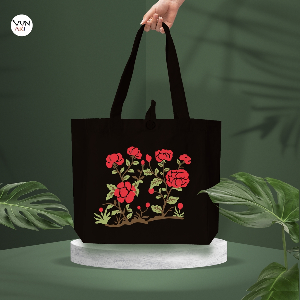 Túi Tote vải canvas hình hoa