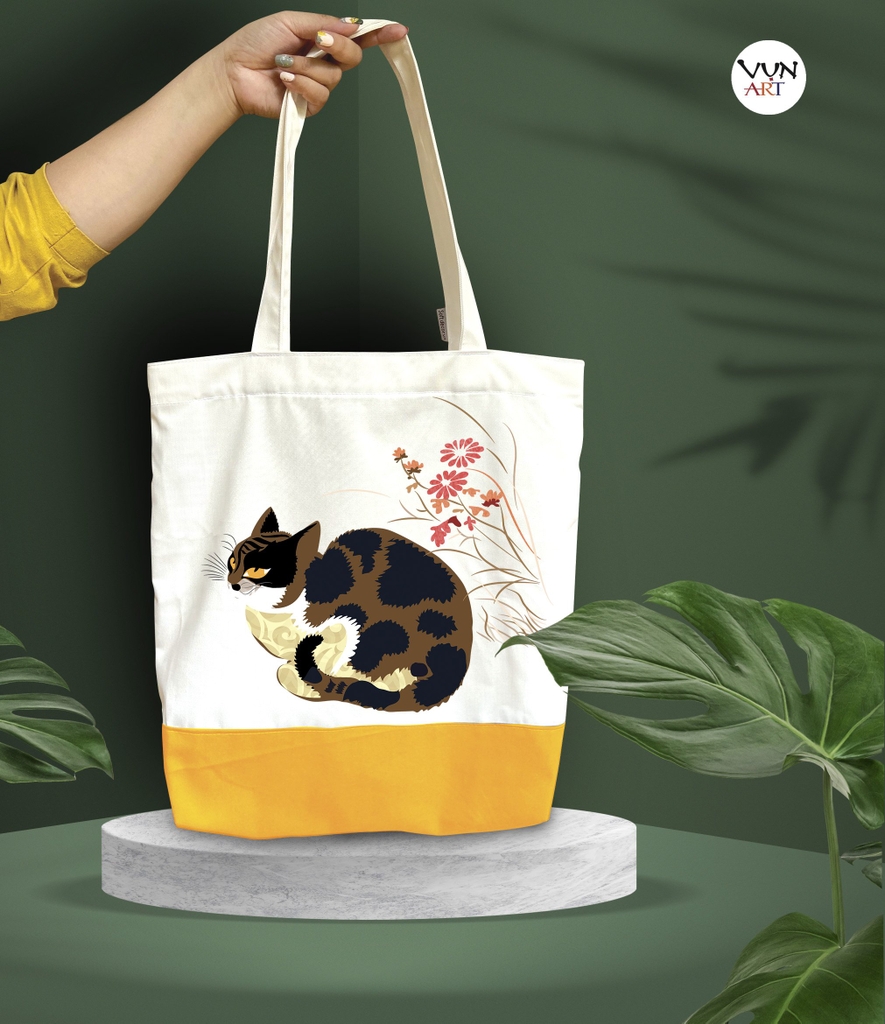 Túi Tote vải canvas con Mèo