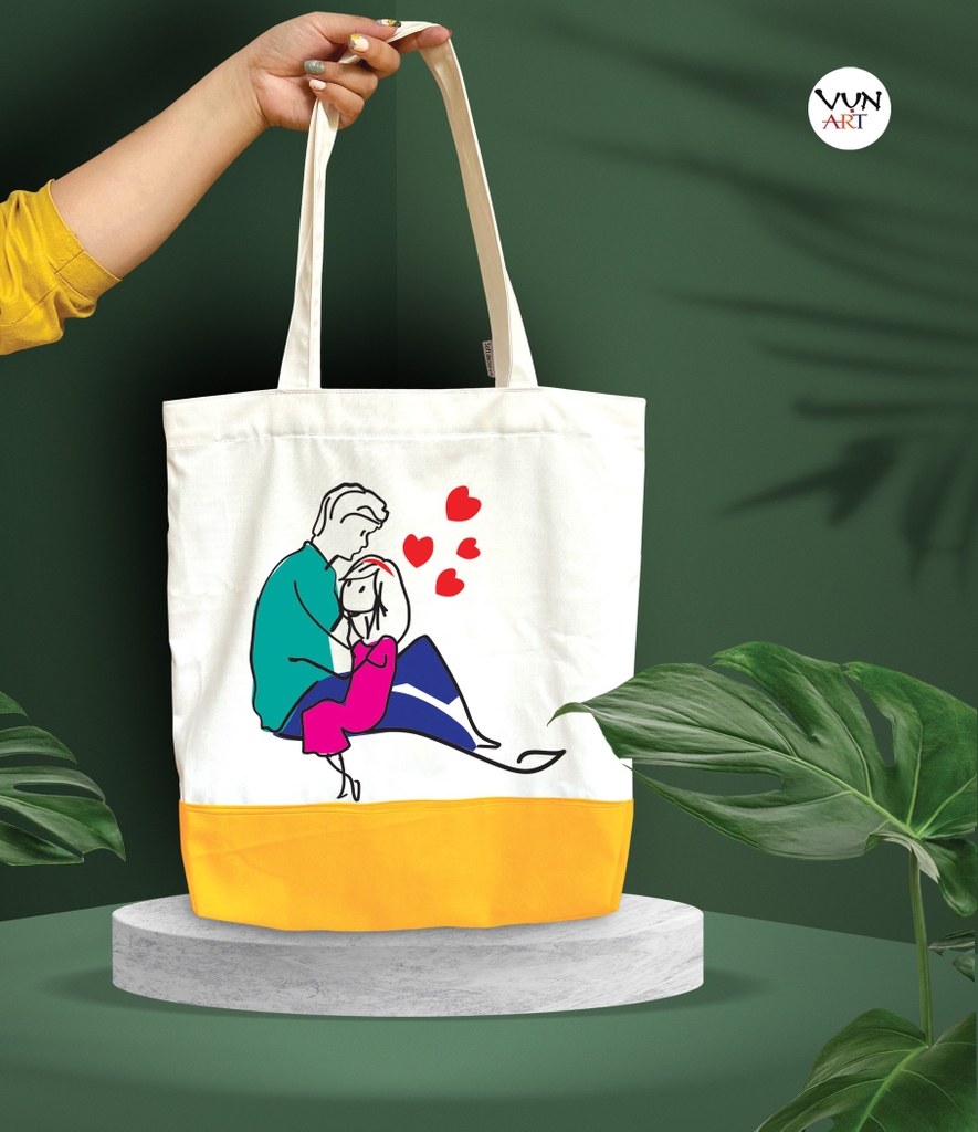 Túi Tote vải canvas Bố và con gái