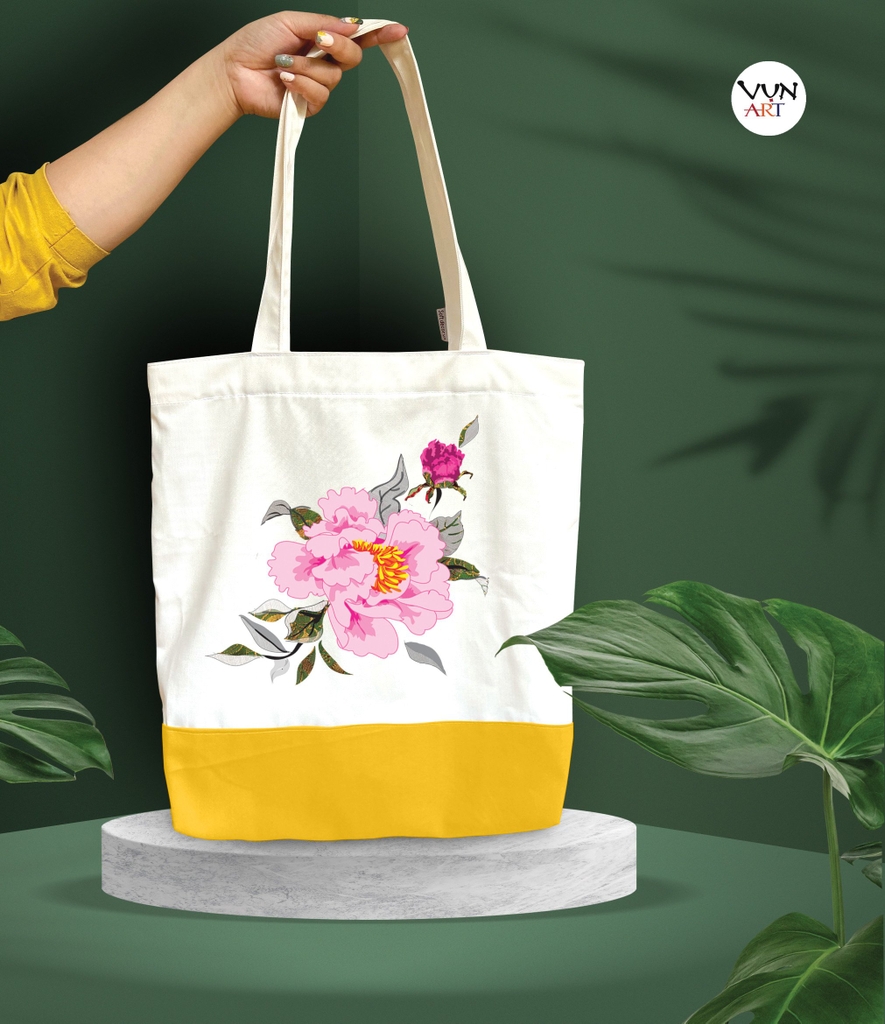 Túi Tote vải canvas hoa