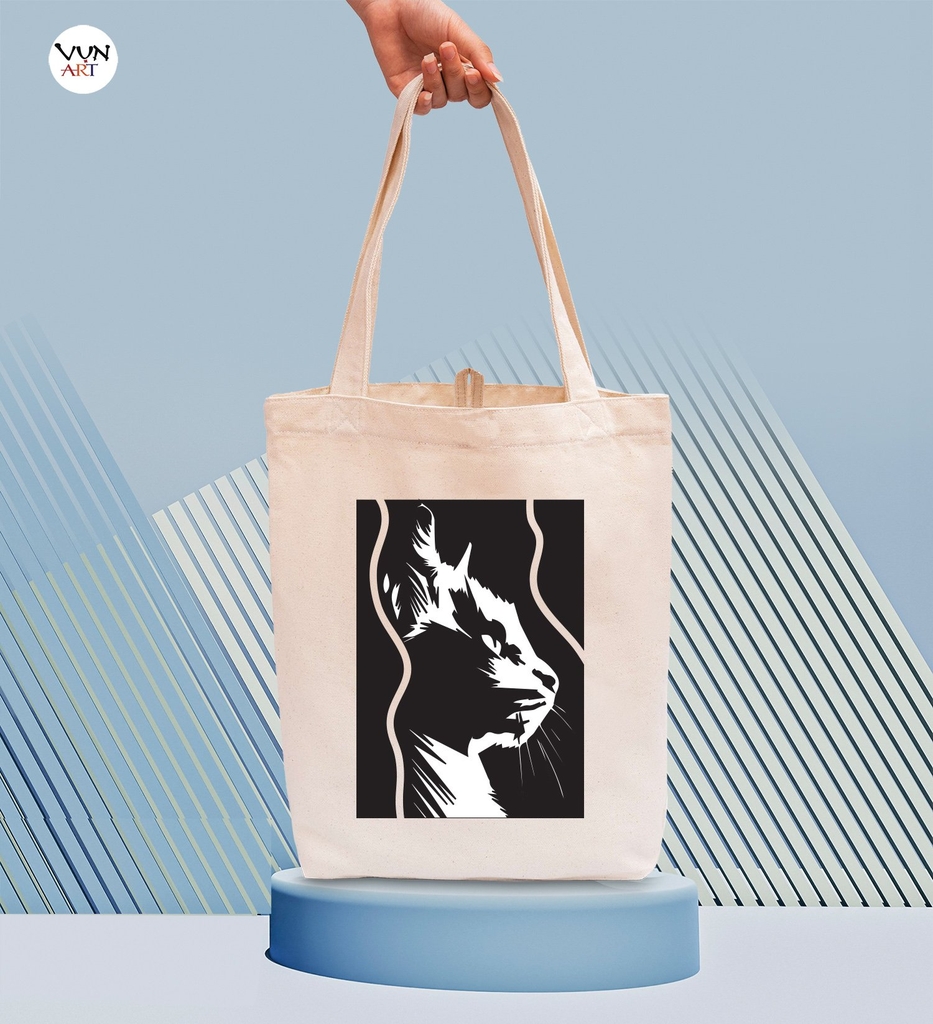 Túi Tote vải canvas hình mèo