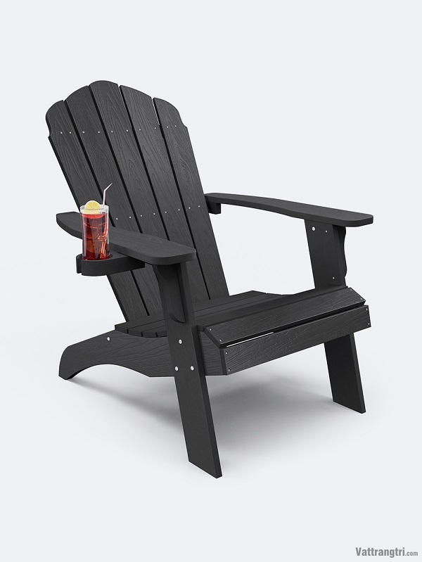 Ghế ngả thư giãn gỗ ngoài trời sơn inchem Mỹ màu đen | vattrangtri.com