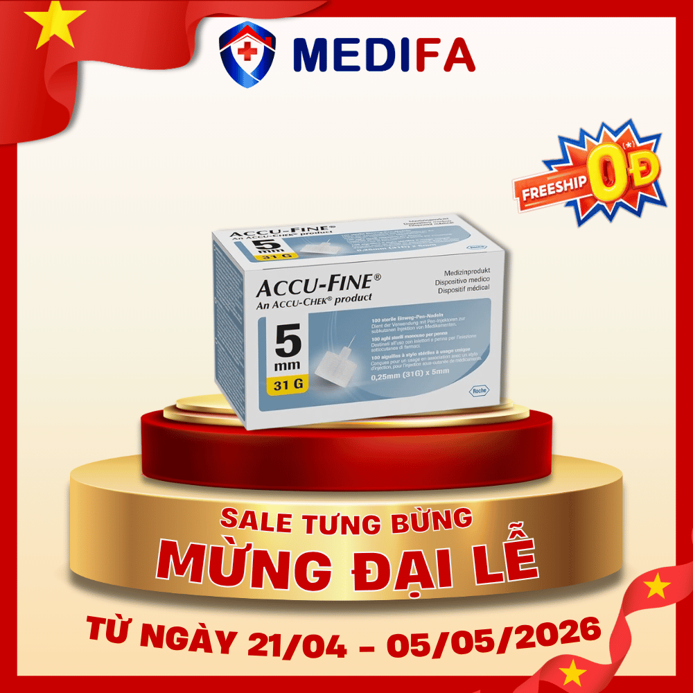 Hộp 100 Đầu Kim Bút Tiêm Insulin ACCU-FINE® 31Gx5mm ACCU-CHEK®