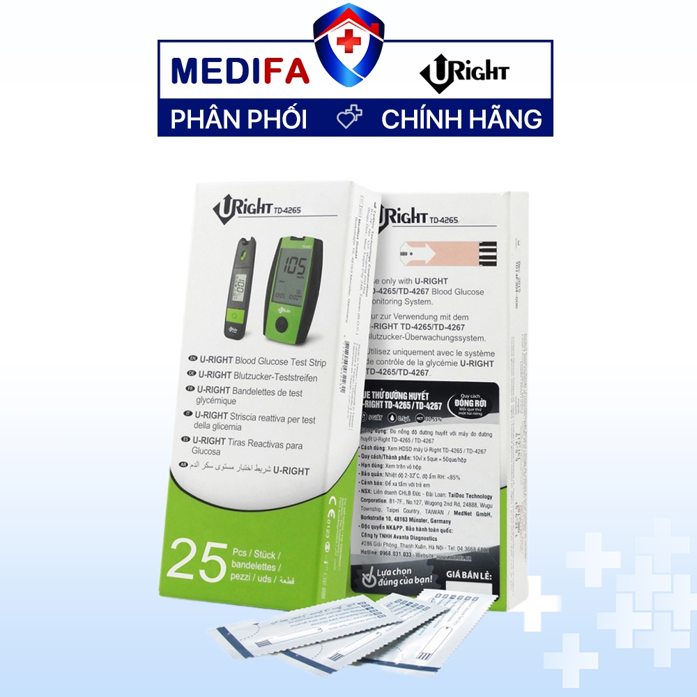 Hộp 25 Que Thử Đường Huyết URight TD-4265 / TD-4267