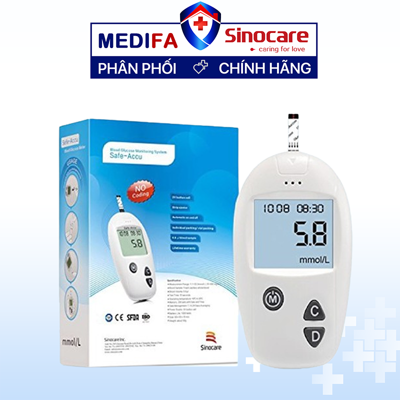 Máy đo đường huyết Sinocare Safe Accu (Mmol/L) - không kèm que