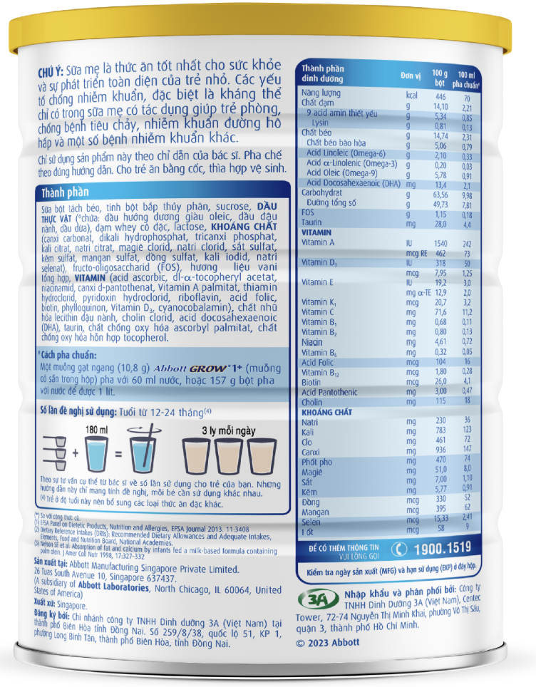 Sữa Bột Grow 1+ Abbott 800g