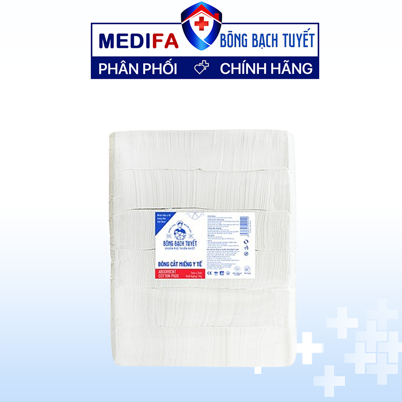 Túi 500gr bông y tế cắt sẵn Bạch Tuyết 7cm*7cm