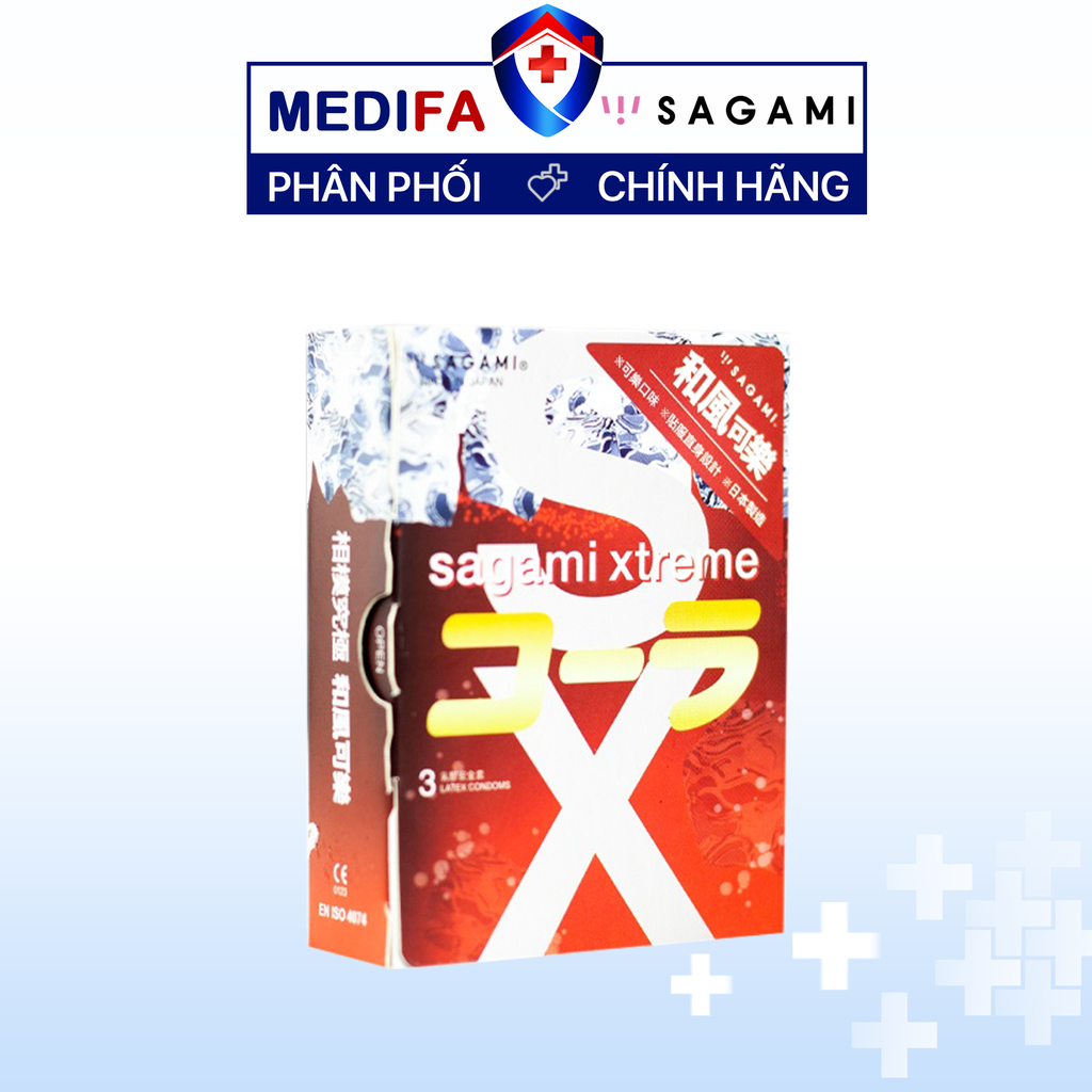 Hộp 3 chiếc bao cao su Sagami Cola
