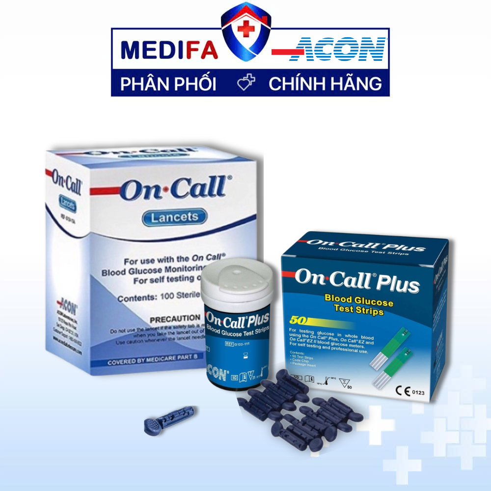 [COMBO] 100 Que Thử Đường Huyết On Call Plus Kèm Hộp 100 Kim Chích On Call