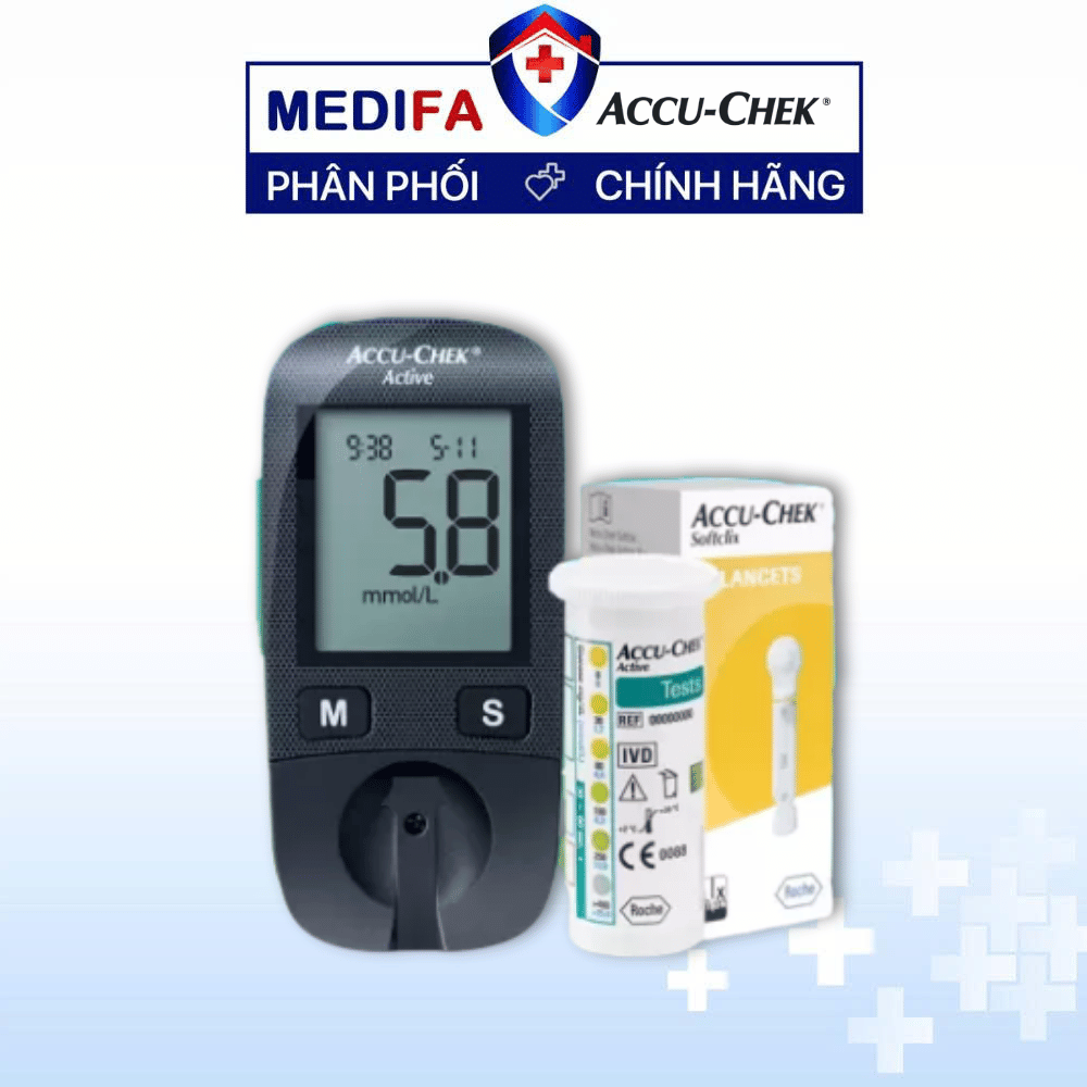 [COMBO] Máy Đo Đường Huyết ACCU-CHEK® Active (MG/DL) Kèm Hộp 25 Que Thử & 25 Kim Lấy Máu
