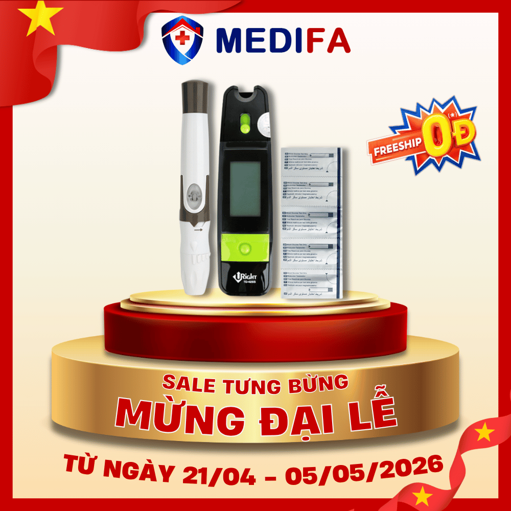 [COMBO] Máy Đo Đường Huyết Uright TD-4265 Kèm Hộp 25 Que Thử Đường Huyết, 10 Kim Chích Máu