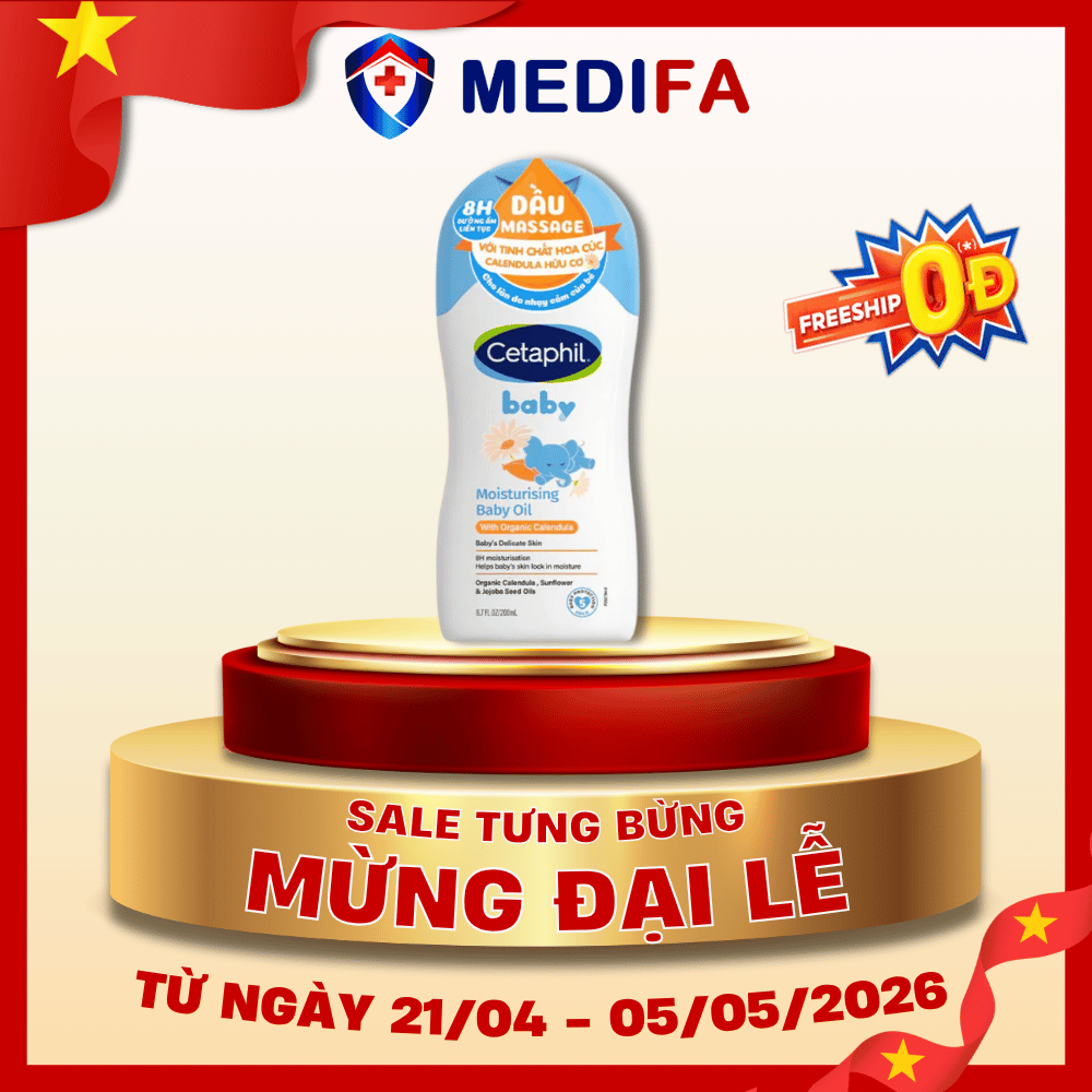 Dầu massage dưỡng ẩm thư giãn cho bé Cetaphil Baby Moisturising Baby Oil With Organic Calendula 200ml