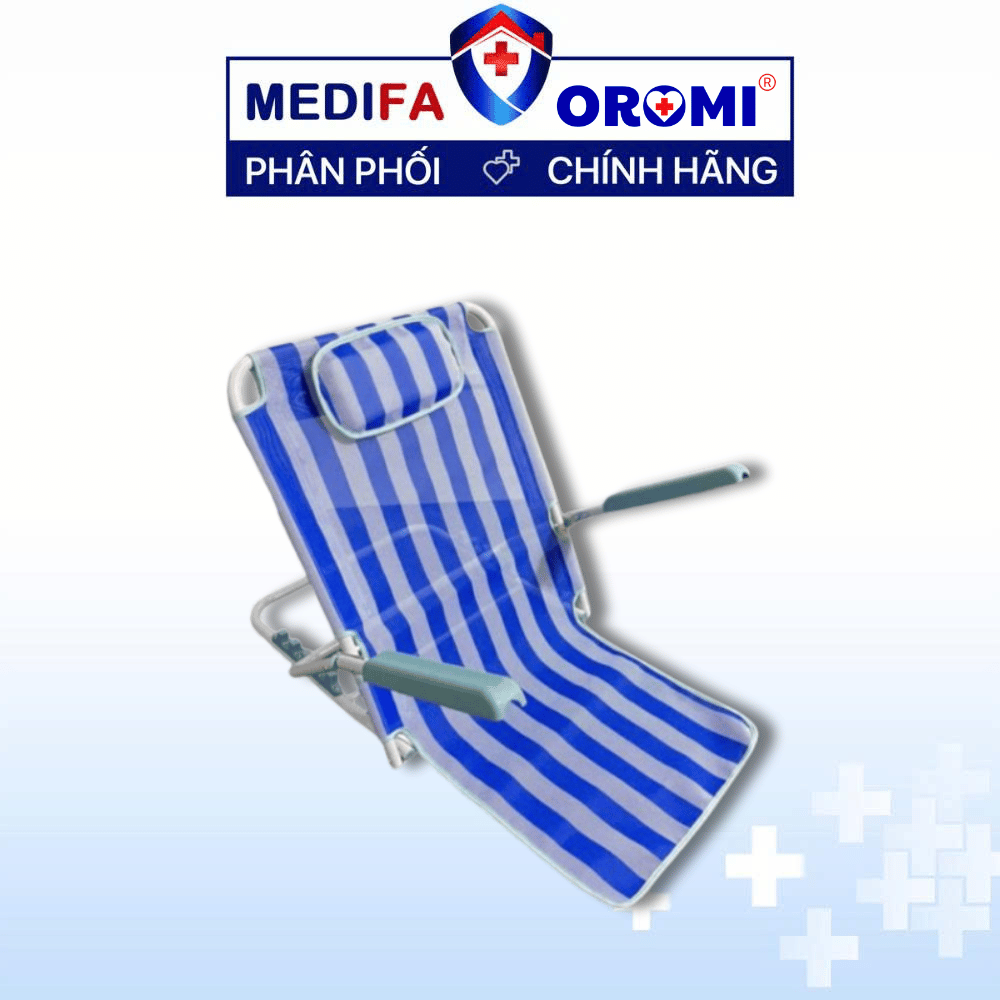 Ghế Tựa Lưng Trên Giường Oromi Vải Kẻ Sọc Có Tay Vịn