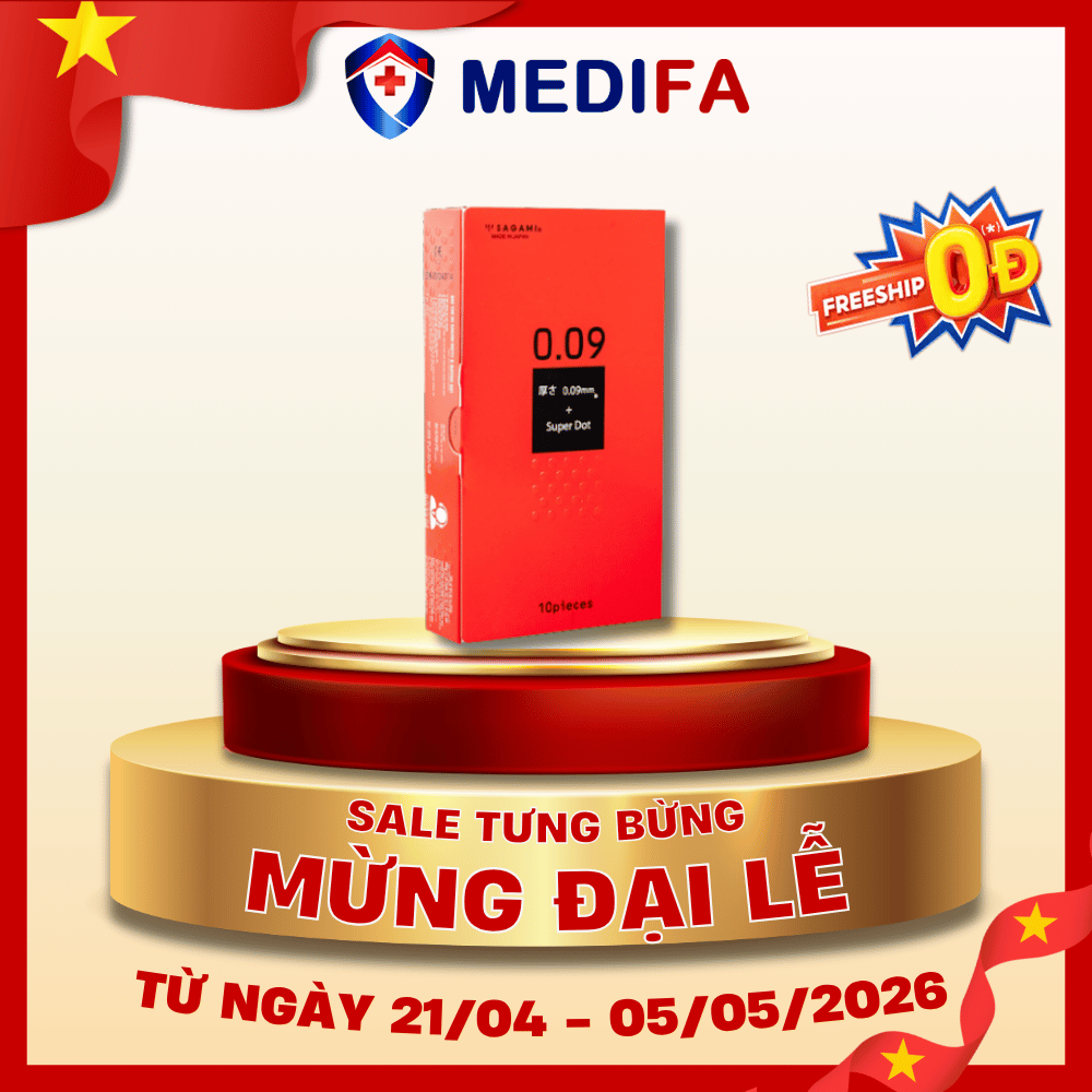 Hộp 10 chiếc bao cao su Sagami Super Dot 0.09