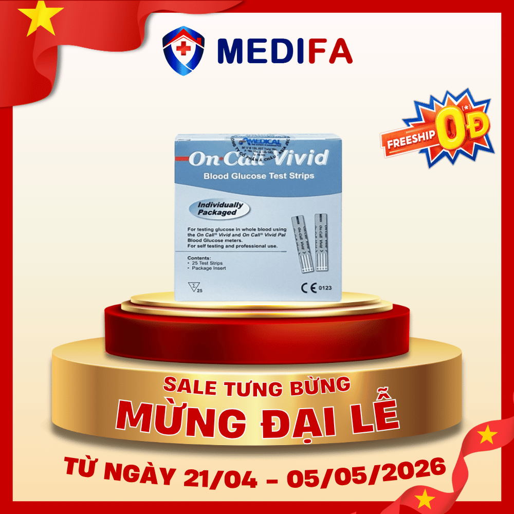 Hộp 25 que thử đường huyết On Call Vivid