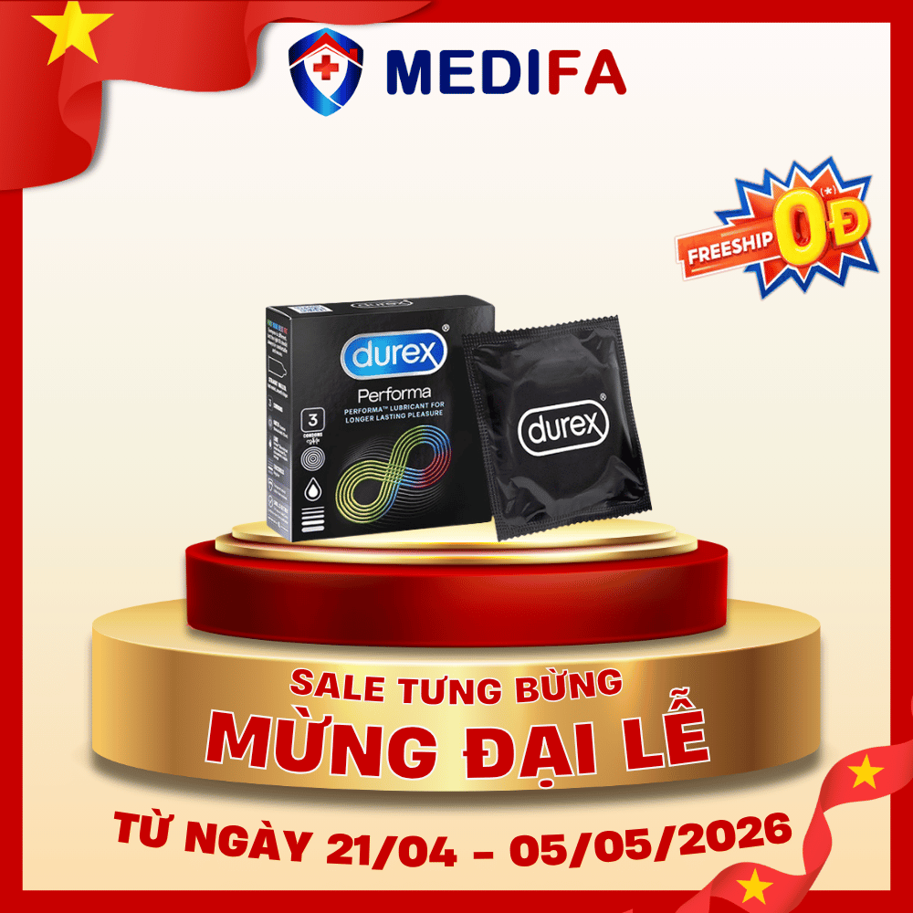 Hộp 3 chiếc bao cao su Durex Performa