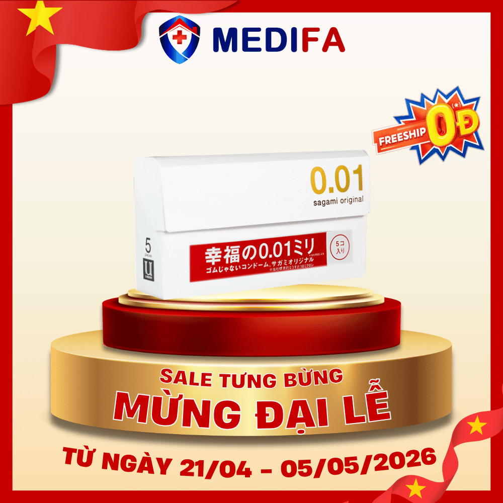 Hộp 5 chiếc bao cao su Original Sagami 0.01