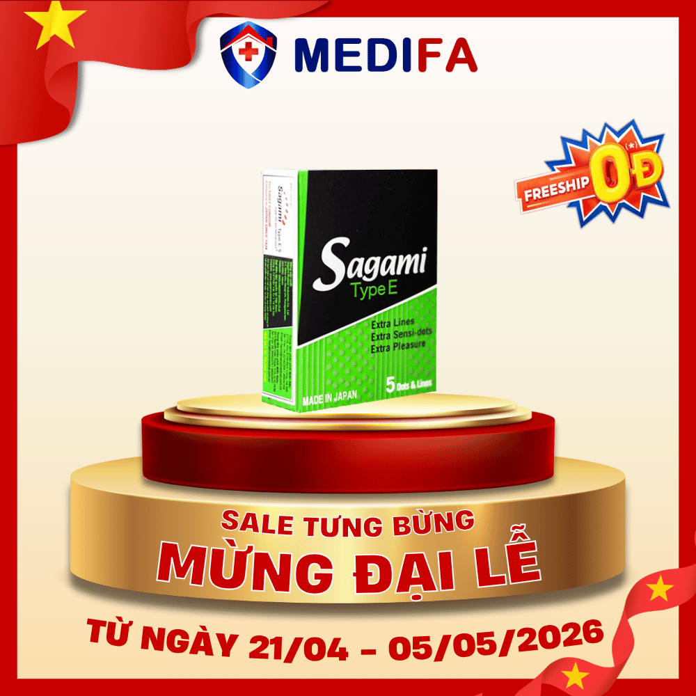 Hộp 5 chiếc bao cao su Sagami Type E