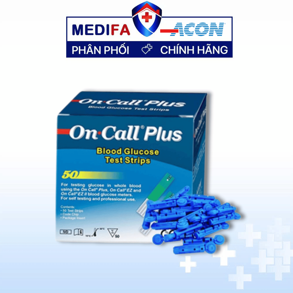 [COMBO] Hộp 50 Que Thử Đường Huyết On Call Plus & 50 Kim Lấy Máu