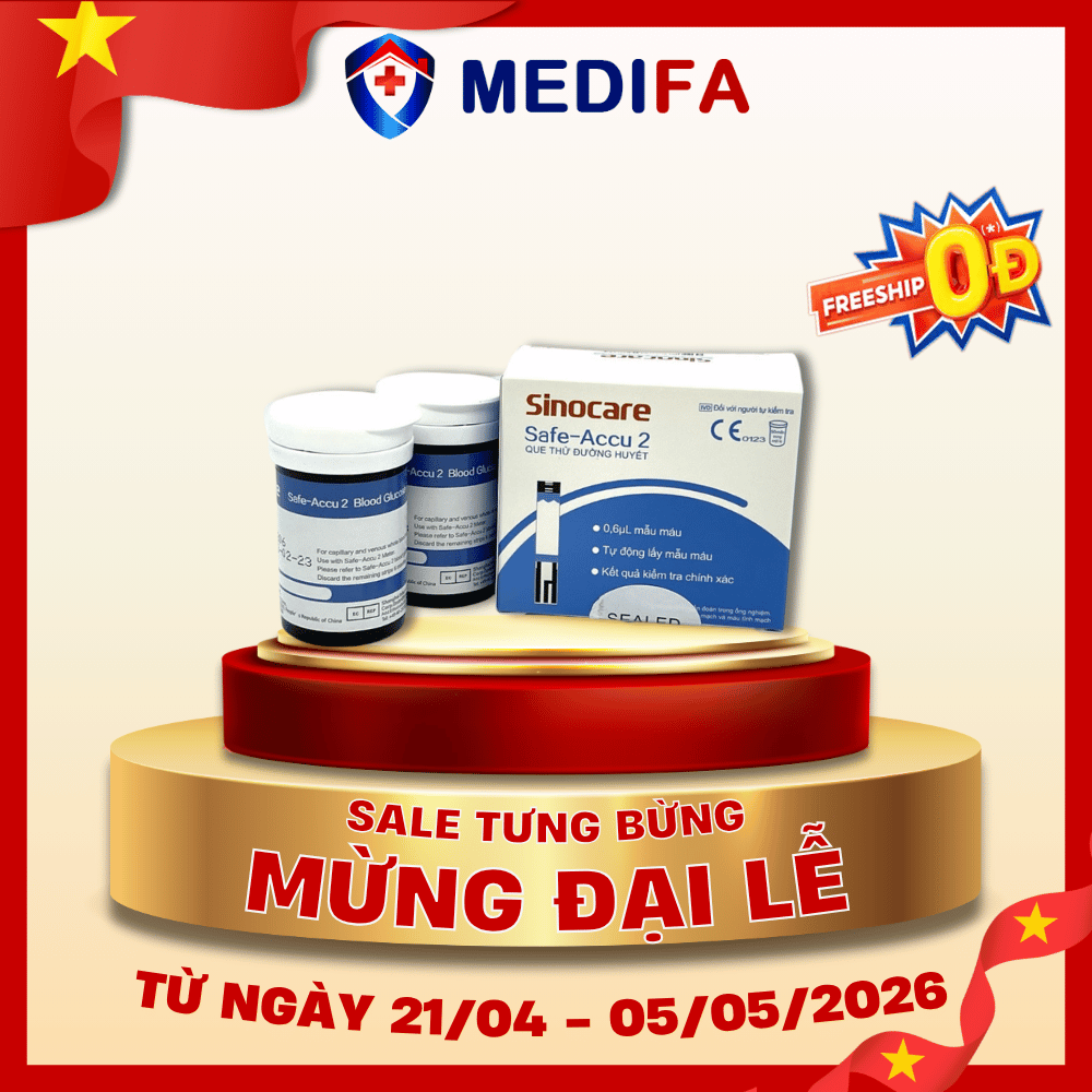 [COMBO] Hộp 50 Que Thử Đường Huyết Sinocare Safe Accu 2 & 50 Kim Lấy Máu