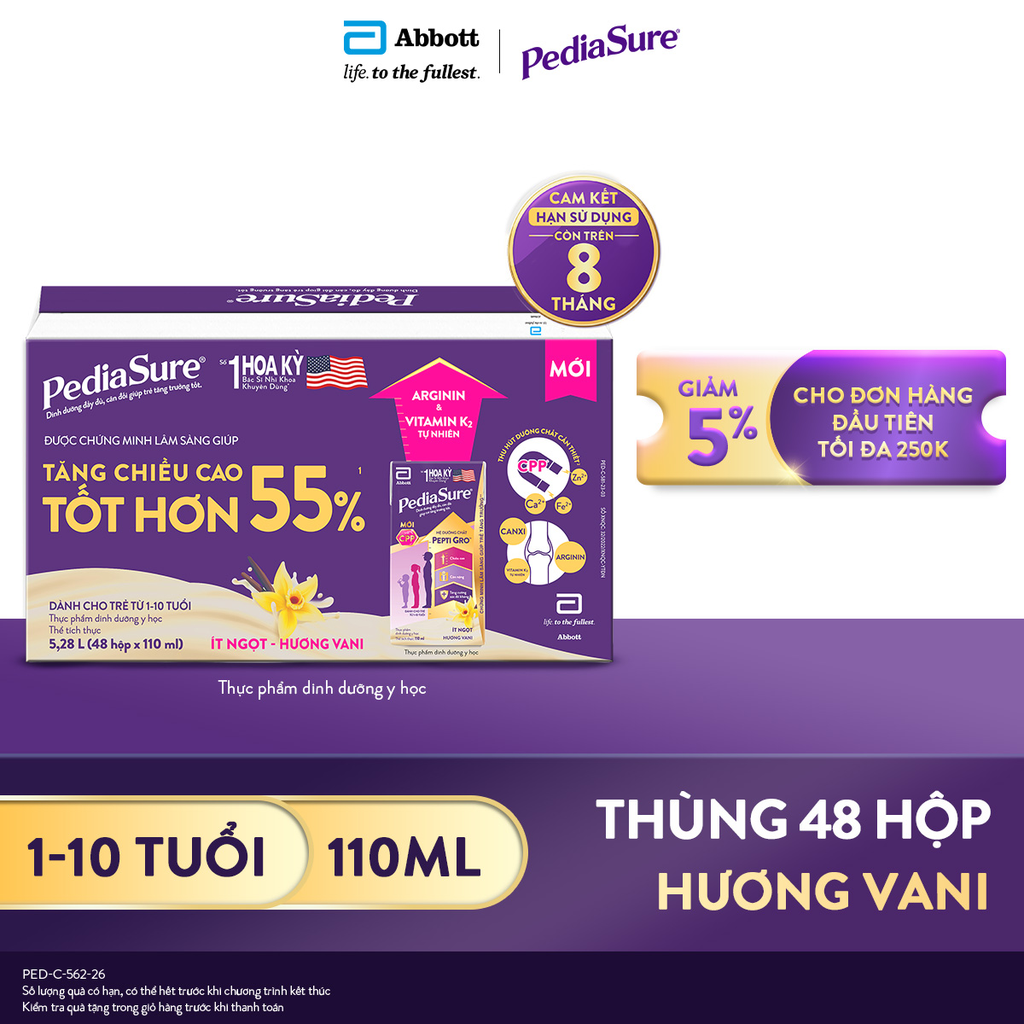 Sữa Nước Pediasure Hương Vani 110ml Từ 1 - 10 Tuổi