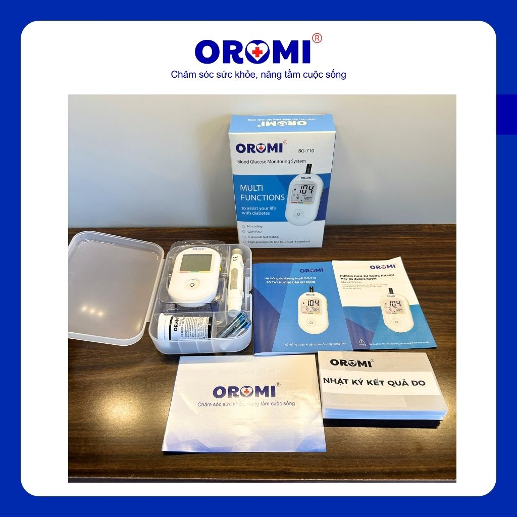 Máy Đo Đường Huyết Oromi BG-710 + 25 Que + 10 Kim
