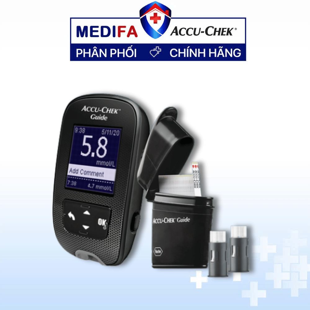 [COMBO] Máy Đo Đường Huyết ACCU-CHEK® Guide Kèm Hộp 25 Que Thử & 24 Kim FastClix - MG/DL