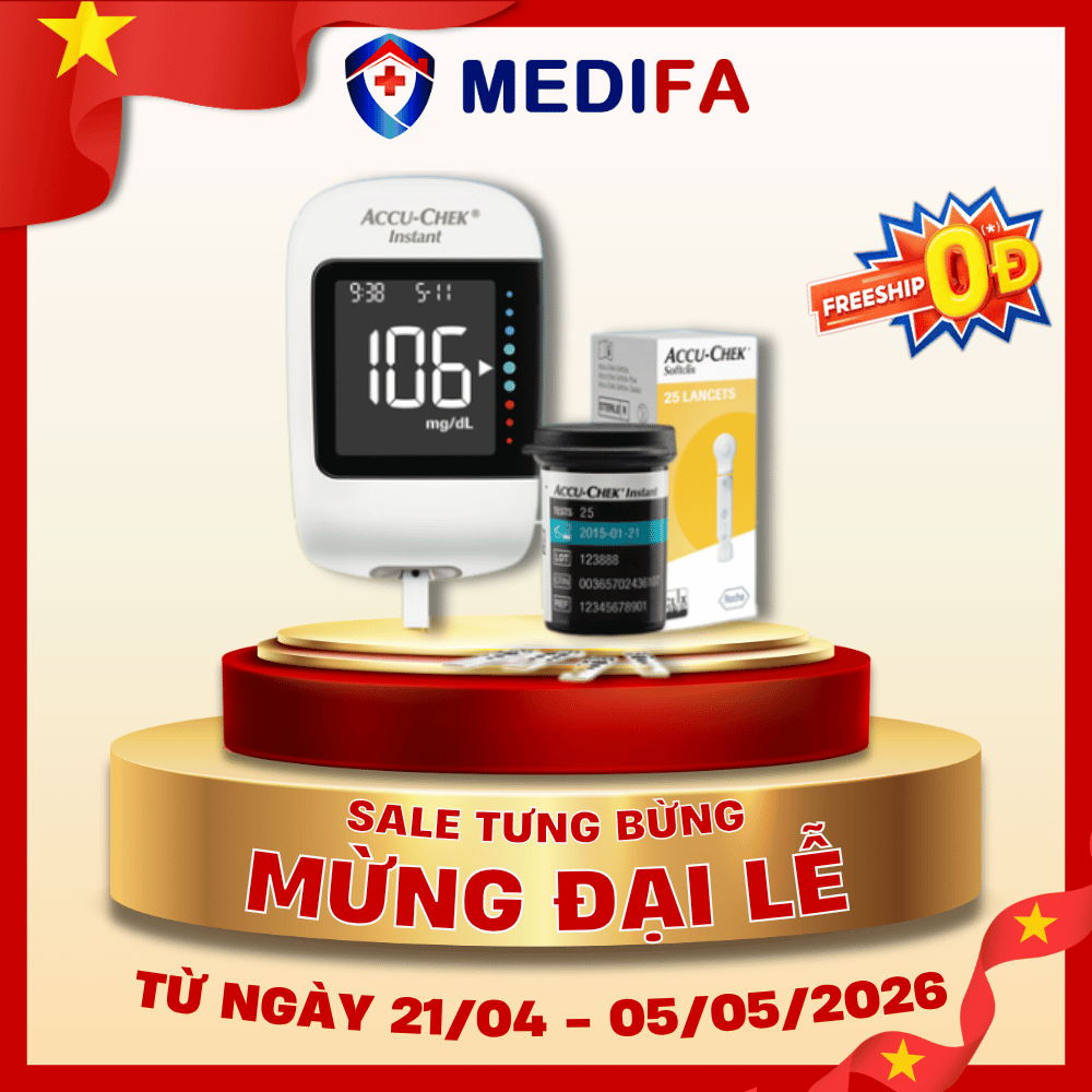 [COMBO] Máy Đo Đường Huyết ACCU-CHEK® Instant Kèm Hộp 25 Que Thử  & 25 Kim SoftClix - MG/DL