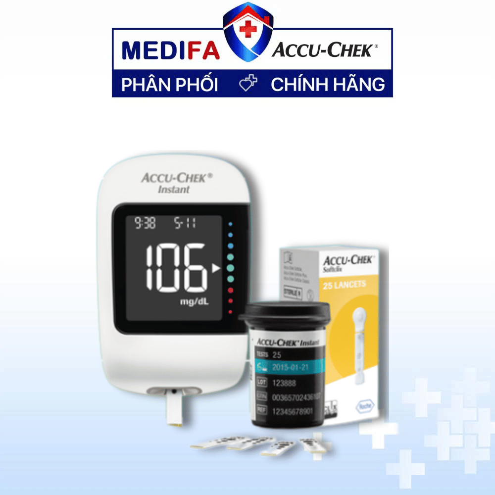 [COMBO] Máy Đo Đường Huyết ACCU-CHEK® Instant Kèm Hộp 25 Que Thử  & 25 Kim SoftClix - MMOL/L
