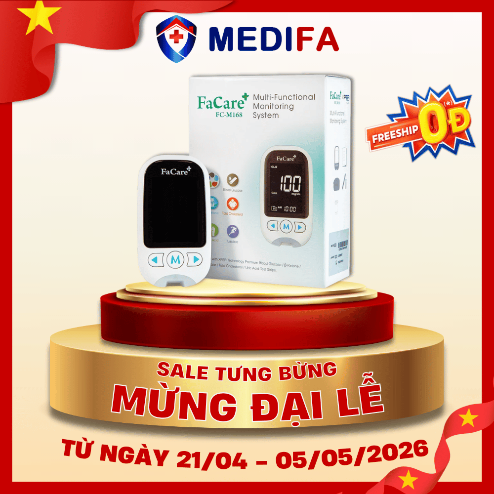 Máy Đo Đường Huyết, Mỡ Máu, Axit Uric 5 Trong 1 FaCare FC-M168 Có Kết Nối BlueTooth