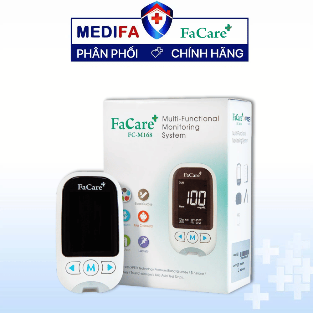 Máy Đo Đường Huyết, Mỡ Máu, Axit Uric 5 Trong 1 FaCare FC-M168 Có Kết Nối BlueTooth