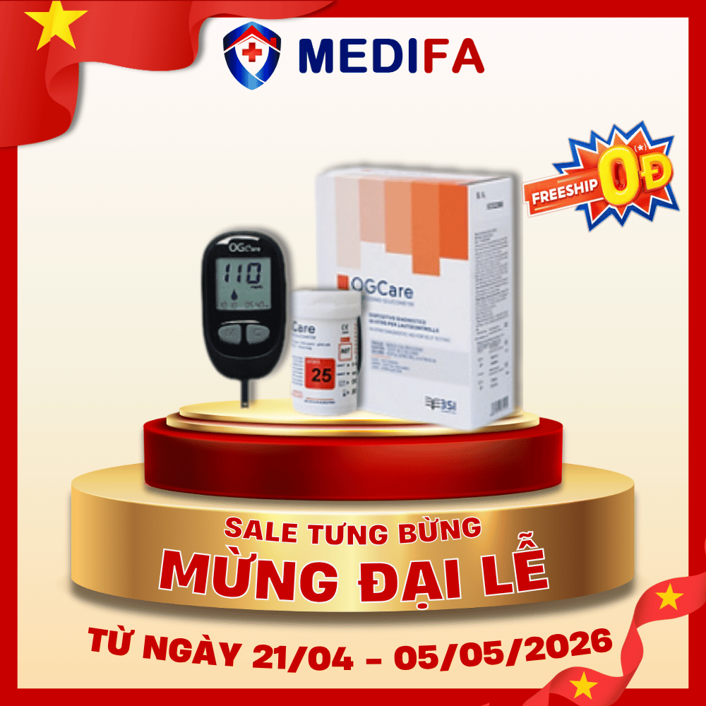 [COMBO] Máy Đo Đường Huyết Ogcare Kèm 25 Que Thử & 25 Kim Lấy Máu