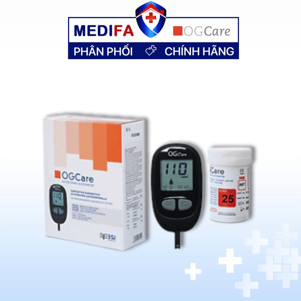 [COMBO] Máy Đo Đường Huyết Ogcare Kèm 25 Que Thử & 25 Kim Lấy Máu