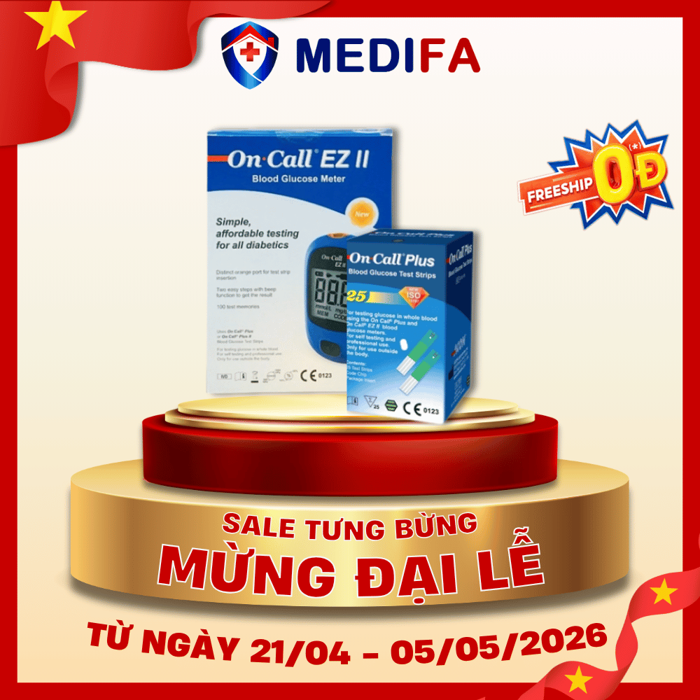 [COMBO] Máy Đo Đường Huyết On Call EZ II (MMOL/L) Kèm Hộp Lọ 25 Que Thử
