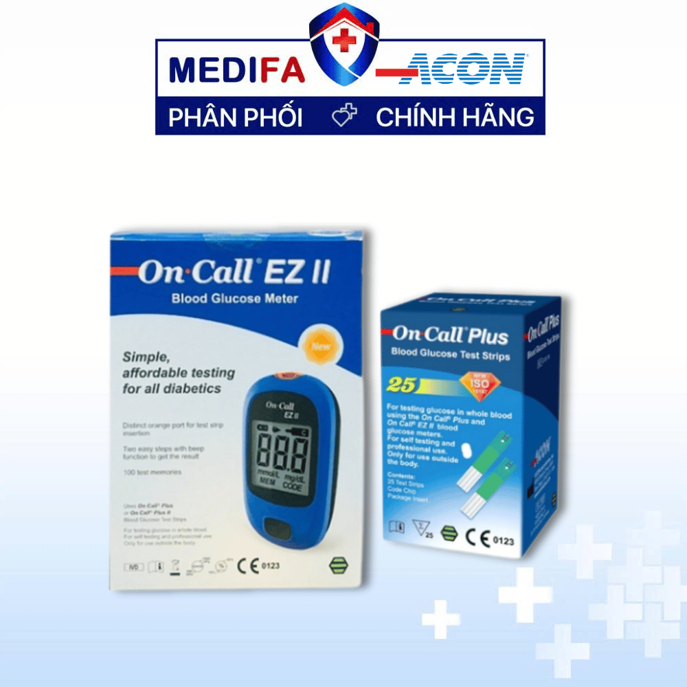 [COMBO] Máy Đo Đường Huyết On Call EZ II (MG/DL) Kèm Hộp Lọ 25 Que Thử