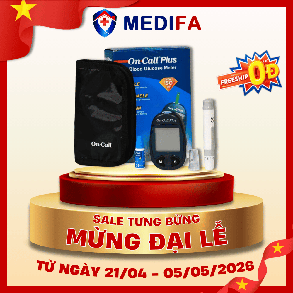 [COMBO] Máy Đo Đường Huyết On Call Plus (MMOL/L) Kèm Hộp 50 Que Thử & 50 Kim Lấy Máu