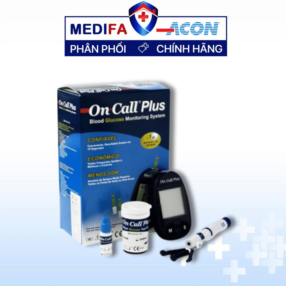 [COMBO] Máy Đo Đường Huyết On Call Plus (MG/DL) Kèm Hộp Lọ 25 Que Thử & 25 Kim Lấy Máu